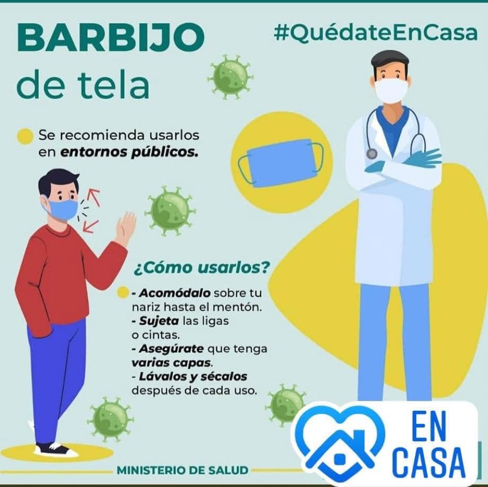 Folleto informativo sobre uso de barbijo tela ministerio