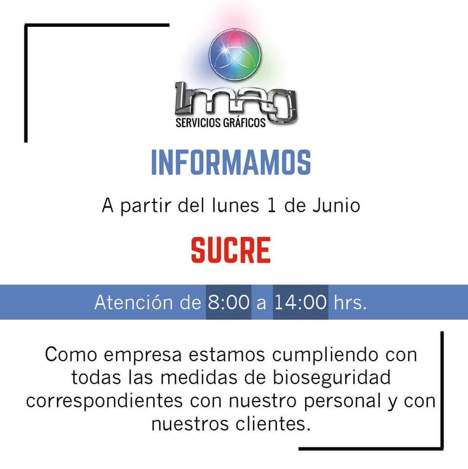 Letrero de local IMAG Servicios Gráficos en Sucre