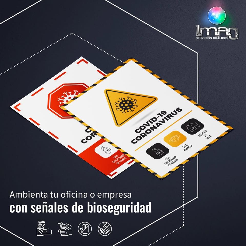 Señales de bioseguridad COVID-19 impresas troqueladas