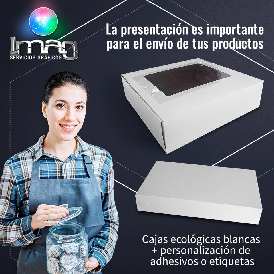 Cajas ecológicas blancas con personalización de adhesivos