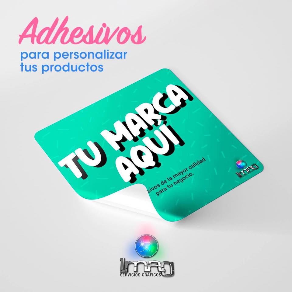 Foto adhesivos personalizados turquesa Tu marca aquí