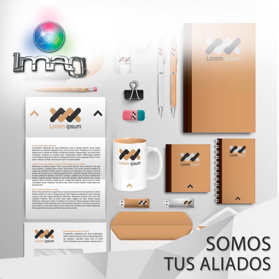 Identidad corporativa: tarjetas, taza, notebooks, carpetas