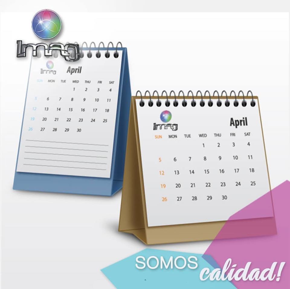 Dos calendarios de escritorio con anillado y logo IMAG