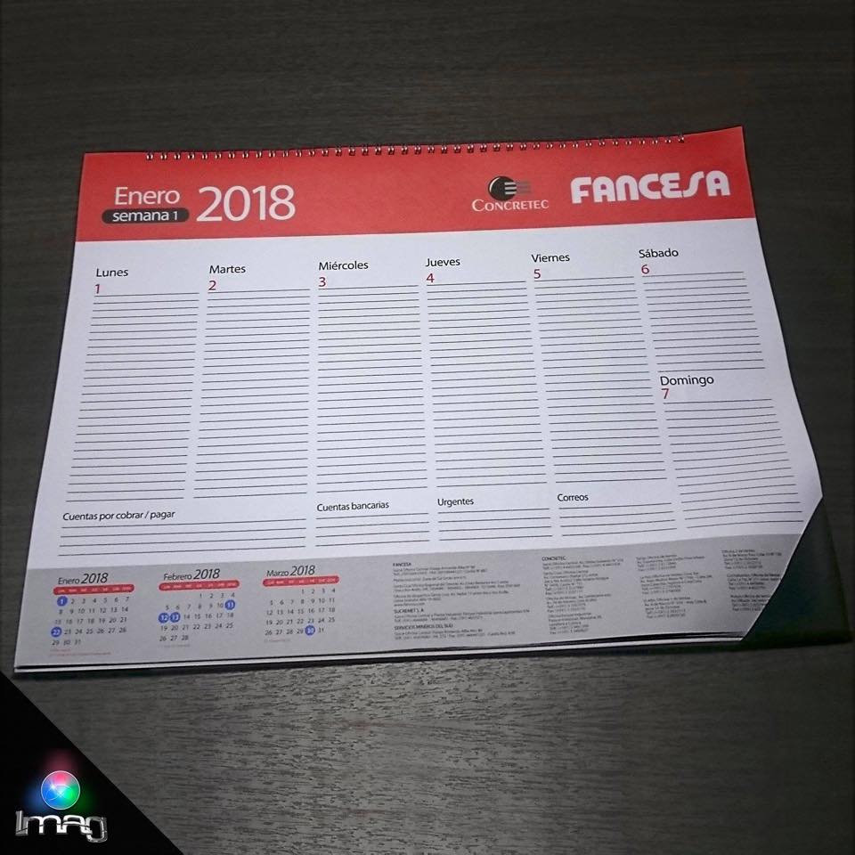 Calendario de escritorio CESSA 2018 con fotos y montaña