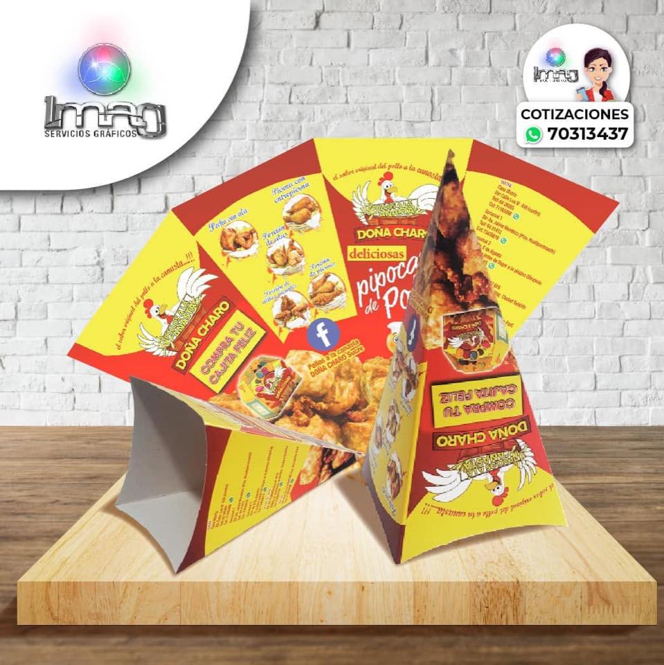 Empaque 3D troquelado para productos de pollo y comida