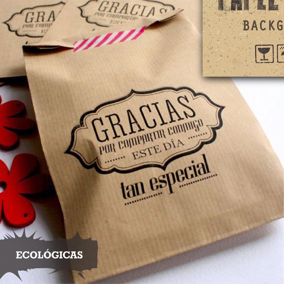 Bolsas impresas kraft con texto gracias especial