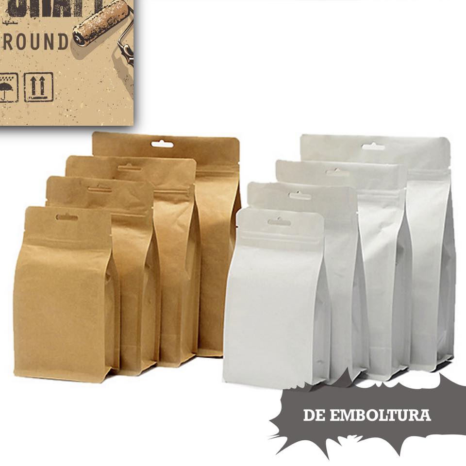 Bolsas kraft ventana resellables marrón y blanco